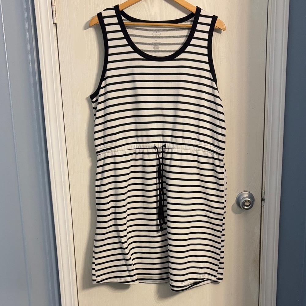St. John's Bay Black & White Striped Midi Dress